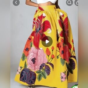 Floral Print Plus Size Maxi Skirt